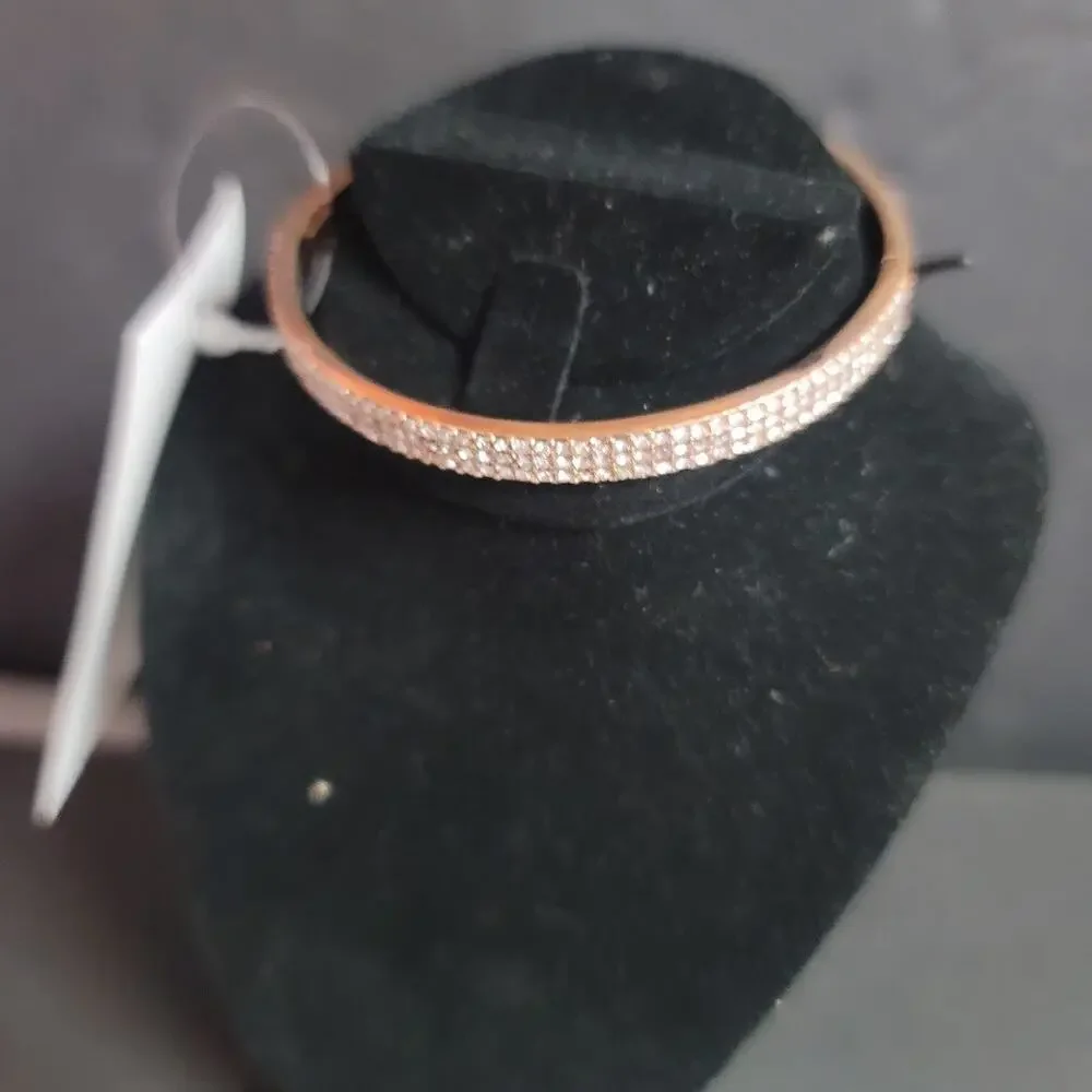 Kate Spade Rose Gold Clear Crystal Bangle Bracelet NEW Flush Clasp - Picture 6 of 6